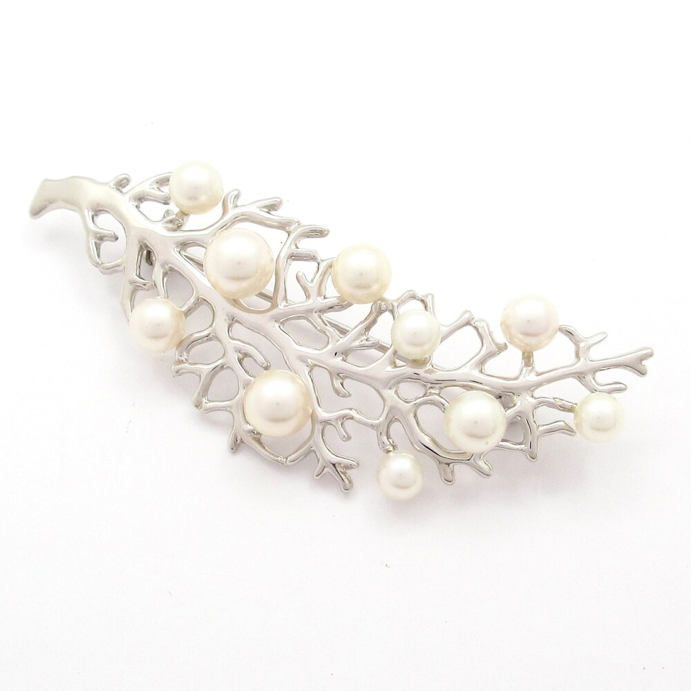 Mikimoto Brooch Silver Cream Pearl